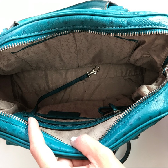 Michael Kors Joan Leather Turquoise Satchel - Picture 10 of 11